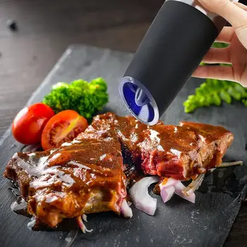 

Automatic Electric Kitchen Tools Mill Pepper and Salt Grinder WithLED Light Peper Spice Grain Mills Porcelain Grinding Core Mill