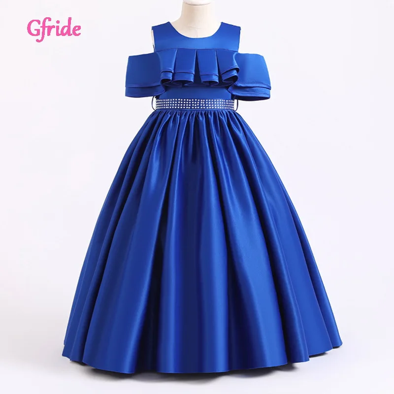 

Princess Girls New Year Party Long Dresses For Kids Off The Shoulder Ruffle Dress up Wending Clothing Children's Outfit Clothes