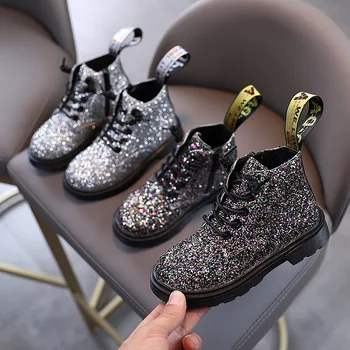 

Autumn Winter 2020 Baby Boys Girls Martin Boots Kids Fashion Sequined Short Boots Non-slip Soft Bottom Children Shoes