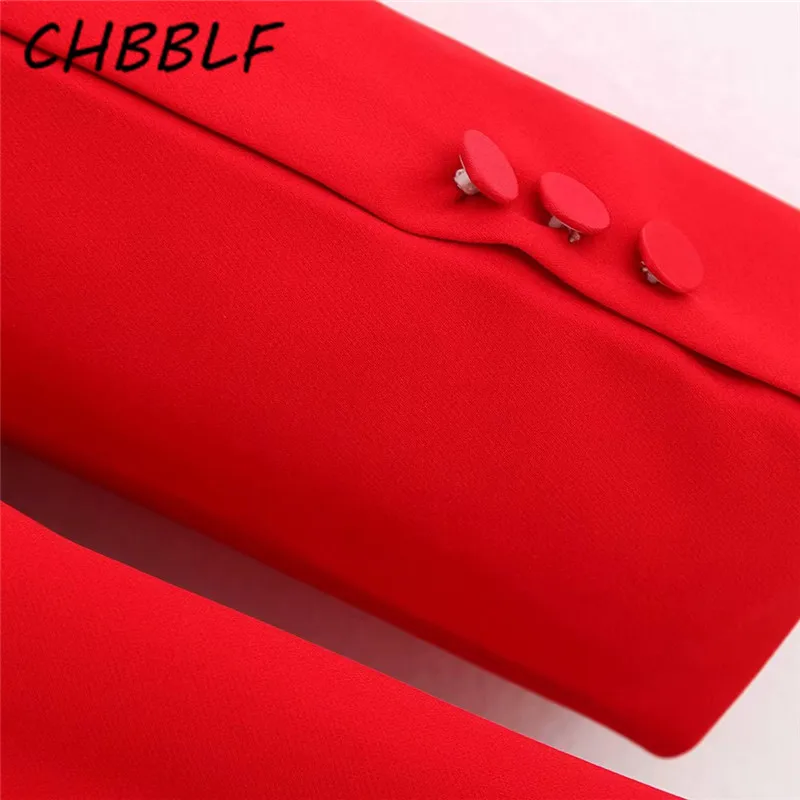 CHBBLF Женский Стильный Красный Блейзер двубортный жакет с длинными рукавами и карманами женская элегантная верхняя одежда шикарное пальто Топы BGB9522