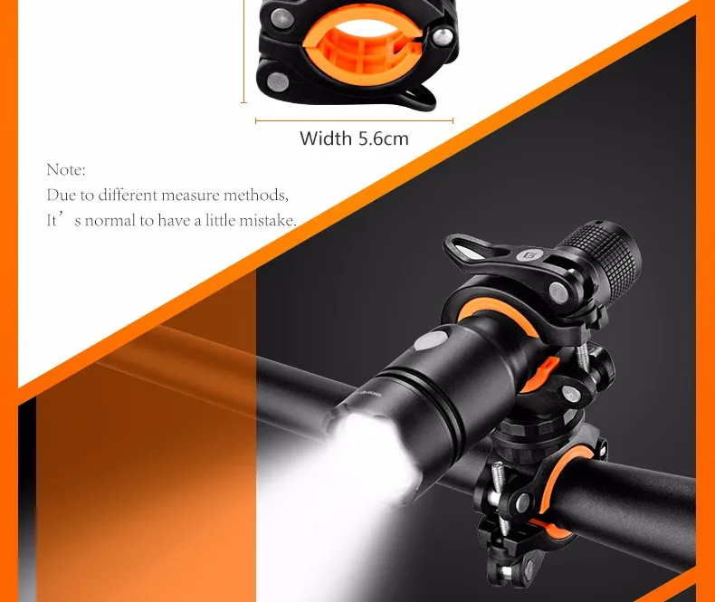 Perfect ROCKBROS Cycling Bike Rotating Light Double Holder LED Front Flashlight Lamp Pump Handlebar Holder Bicycle Accessories, 4 Colors 2