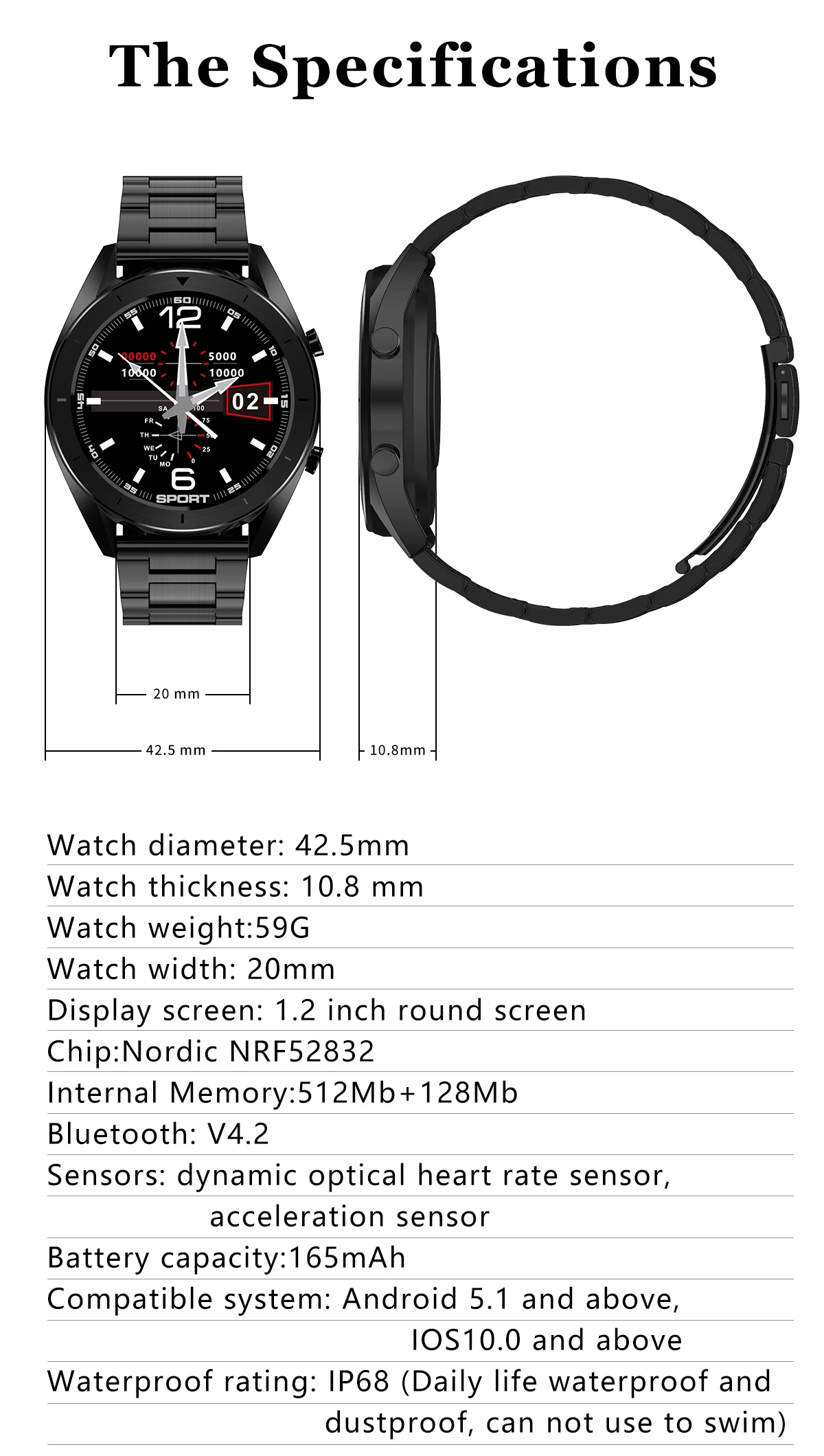Умные часы UTELITE DT99, Bluetooth, музыка, IP68, водонепроницаемые, для женщин и мужчин, часы, фитнес-трекер, монитор сна, Смарт-часы, пульсометр