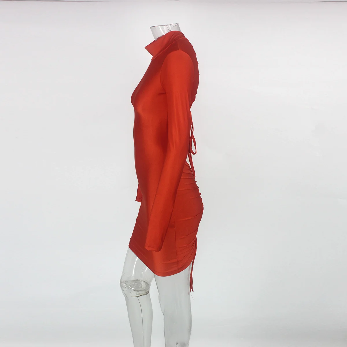 Justchicc, облегающее красное мини-платье для женщин, открытая спина, длинный рукав, осеннее платье, Бандажное, элегантное, сексуальное, Клубное, женское, Vestidos