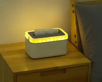 

LED Night Light Napkin Box Tissue Box Holder ABS Kitchen Storage Box Organizer Table Tissue Box 3 Colors