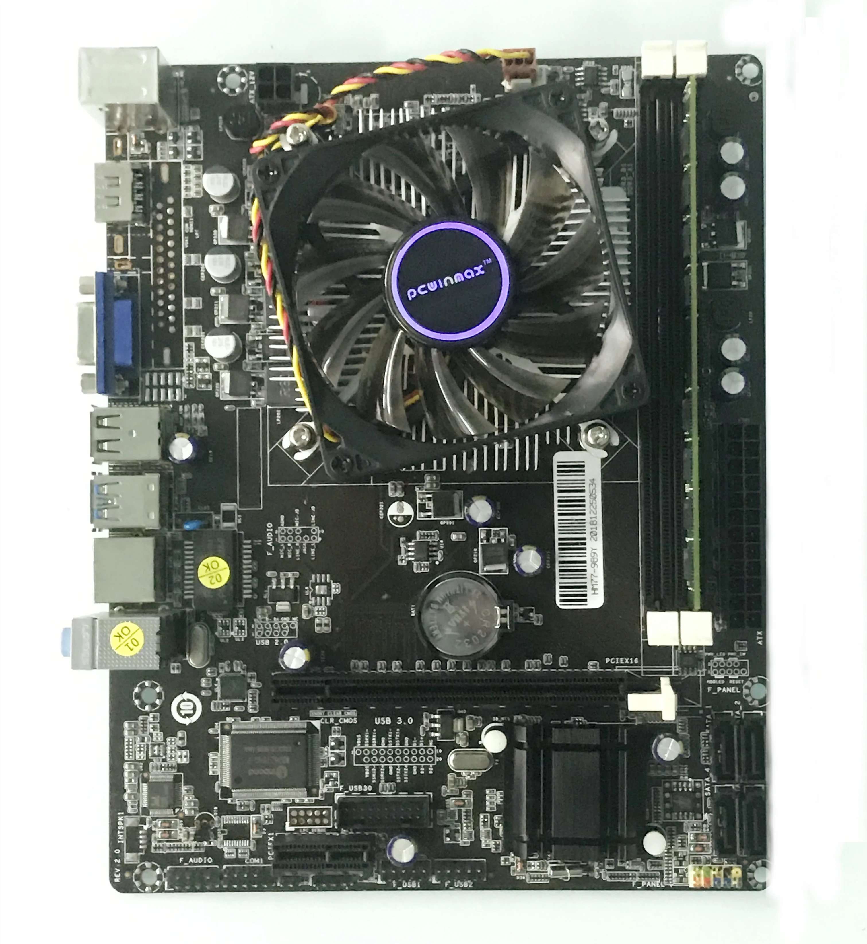 

PCWINMAX the kit of motherboard .PGA989 HM77 Micro-ATX motherboard with CPU i3-3110M .RAM DDR3 4G , FAN.