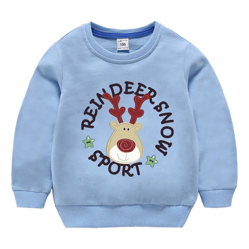 Детские толстовки с капюшоном; детский хлопковый пуловер с принтом рождественского оленя для мальчиков и девочек; топы для маленьких мальчиков; Повседневная осенняя одежда - Цвет: Style 6