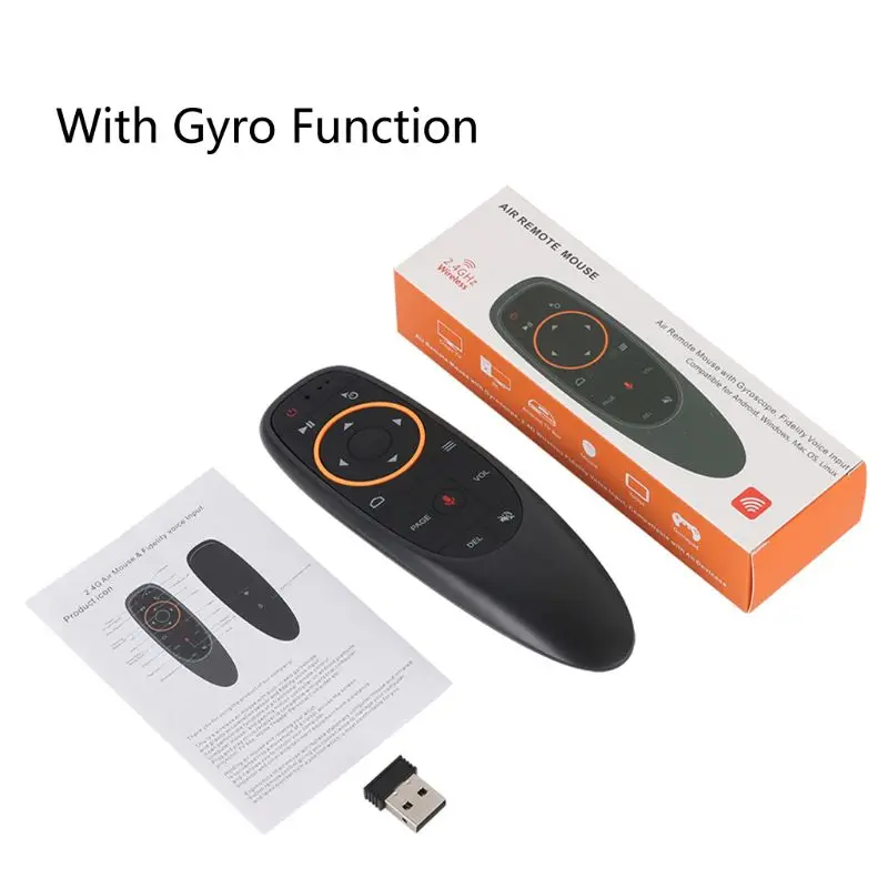 2.4G with Gyro G10 2,4 г Голосовая воздушная мышь Летающая мышь ИК обучающая функция дистанционное управление работа с Android бокс ТВ контролер - Цвет: 2.4G with Gyro