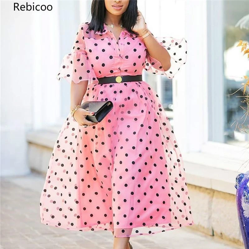 Black dress with pink polka dots Clearance
