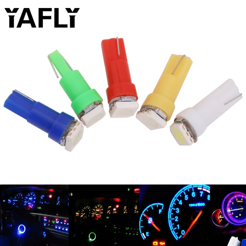 

YAFLY T5 led 17 37 73 74 SMD 5050 Auto LED Lamp Car Dashboard Instrument Light Bulb 12V white blue red yellow green