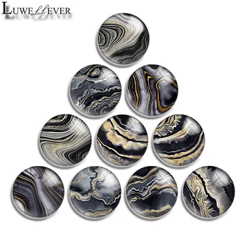 

12mm 14mm 16mm 20mm 25mm 30mm 581 Marble Pattern Mix Round Glass Cabochon Jewelry Finding 18mm Snap Button Charm Bracelet