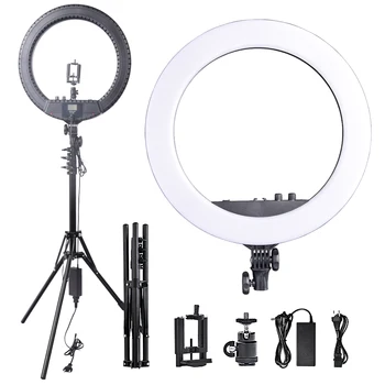 

Fusitu 18 inch Lighting Bi-color 3000-6000K Lamp Ring Light Photography Light With Display Batteries Tripod For Camera Youtube