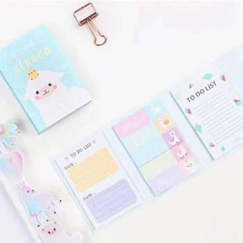 

1Pcs Memo Pad Cartoon Cute Alpaca Sticky Notes Multi Folding Writing Pads Label Kawaii Stationery School Supply