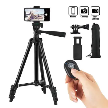 

Aluminum Alloy Tripod Stand for DSLR Camera Mobile Phone Mount Tripod with Wireless Remote Control 34-106cm Max Loading 2Kg