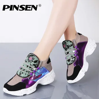

PINSEN 2020 Autumn Sneakers Women High Quality Platform Flats Shoes Woman Lace-up Casual Ladies Chunky Sneakers zapatillas mujer