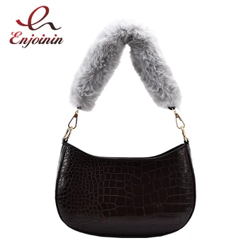 

Half Moon Designer Plush Handle Luxury PU Leather Crossbody Bags 2021 Simple Lux Trend Chain Shoulder Handbags Women Purses