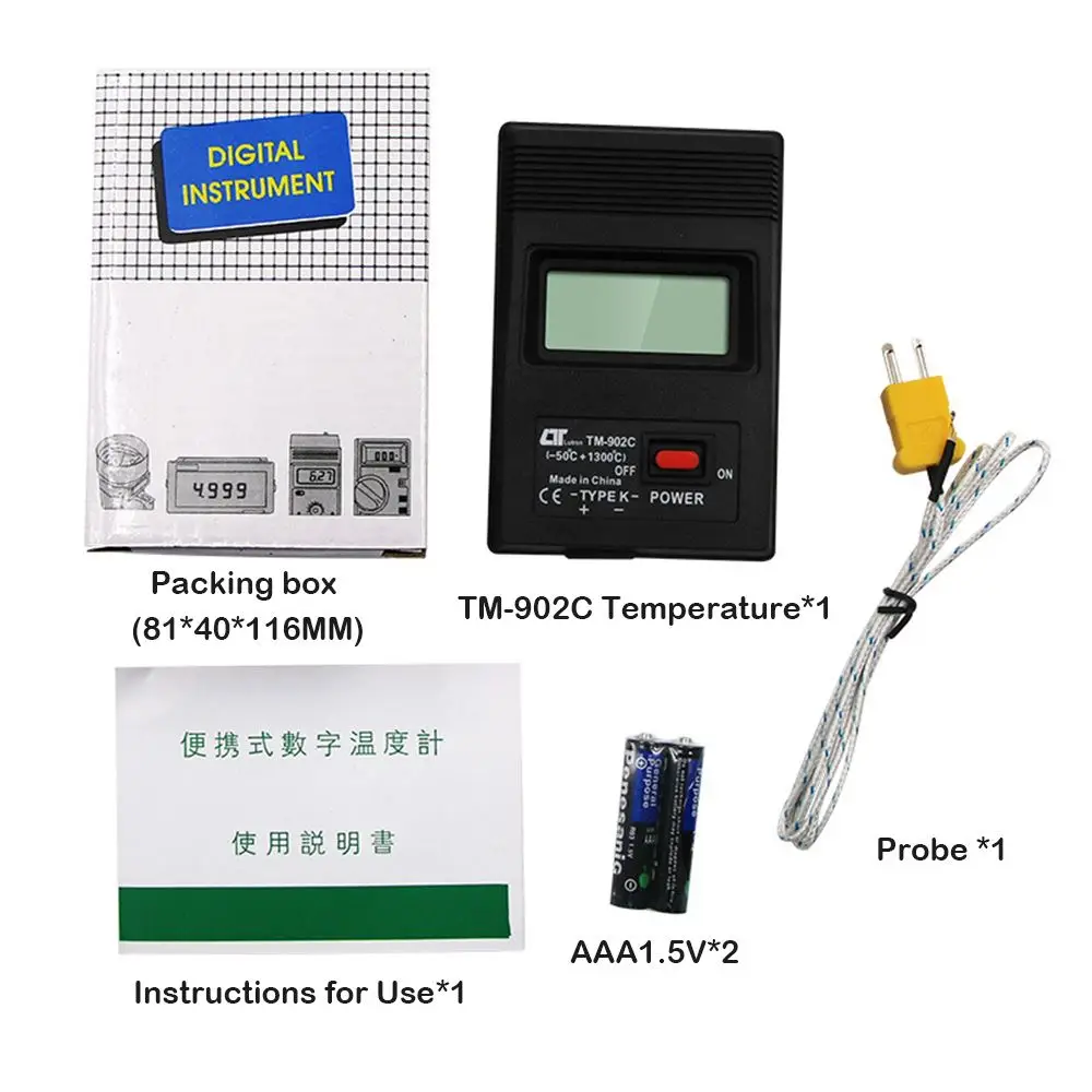 TM-902C(-50C до 1300C) измеритель температуры TM902C цифровой K Тип термометр сенсор+ термопары детектор датчик дропшиппинг