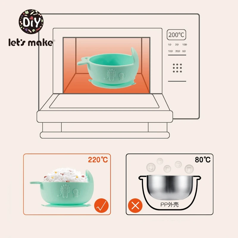 Let's Make Baby Silicone Plate Children Feeding Tableware BPA Free Food Bowl Tray Suction silicone Baby Dinnerware Kids Bowl