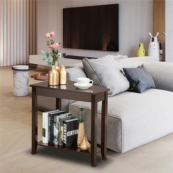 

Mulitifunction Sofa Table Living Room Irregular Side Tables with The Pull-out Drawer & Cabinet Ideal for Bedroom Office Bathroom