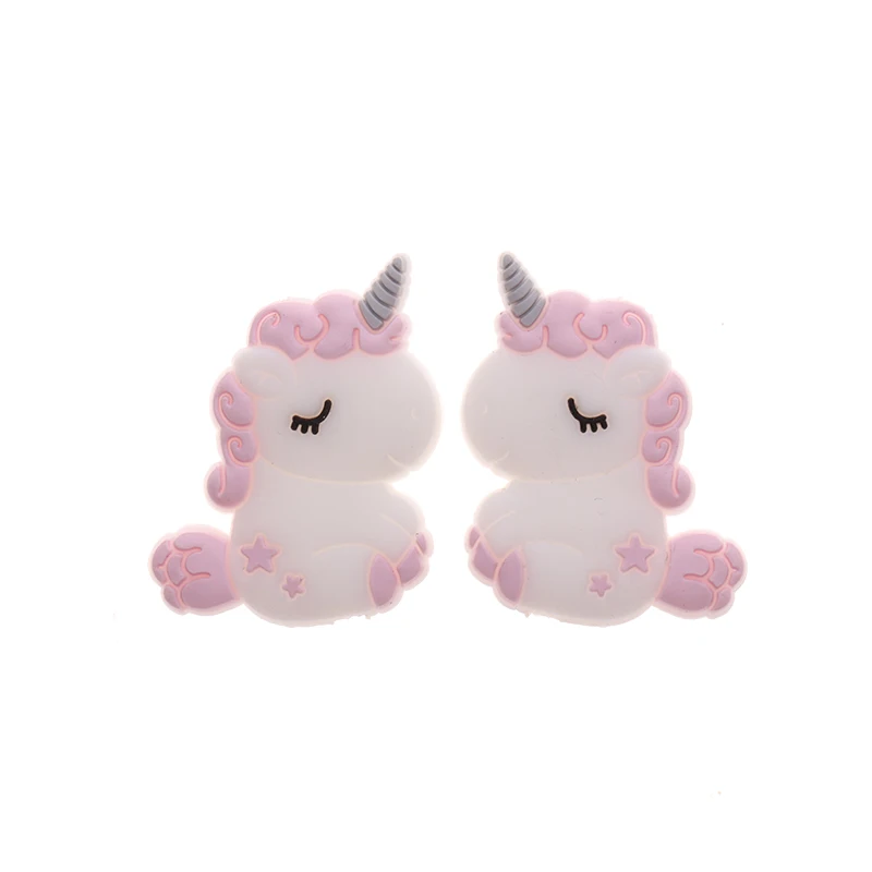 Silicone Unicorn Teether Beads Rodent BPA Free Baby Teething Necklace DIY Jewelry Toy 5pcs Fkisbox