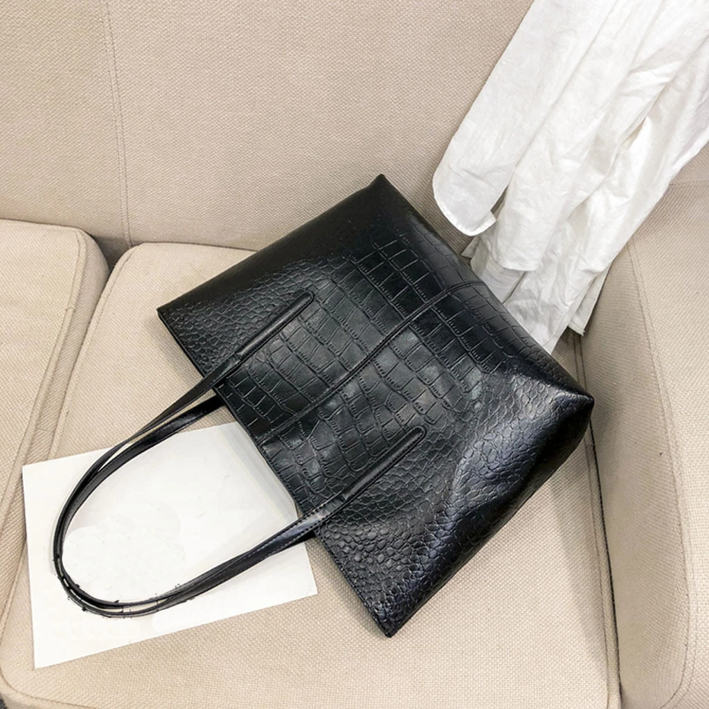 High-Quality Luxury Crocodile Handbag Women Retro Leisure Large Shoulder Bag Female Causal Totes Simple Shopping Handbag 904