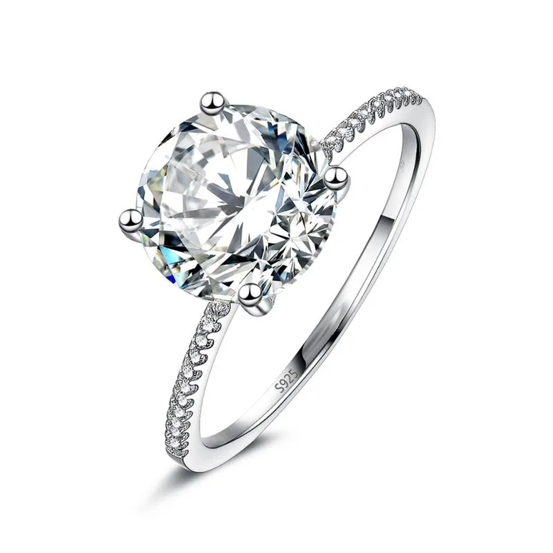 Silver rings,silver ring,wedding rings Simple Rings For Women Silver Color Fashion Jewelry Round Stone Cubic Zirconia Wedding Ring Bridal Engagement Bague CC1607