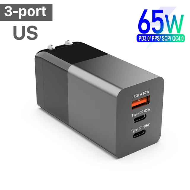 GaN 65W USB C Quick Charger PD 3.0 QC For Samsung iPhone 12 Pro Max Macbook Tablet Fast Wall Charger EU/ US/UK Plug Adapter charger 65w Chargers