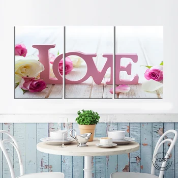 

LOVE and Rose Wall Decor Paintings for Bedroom Decor