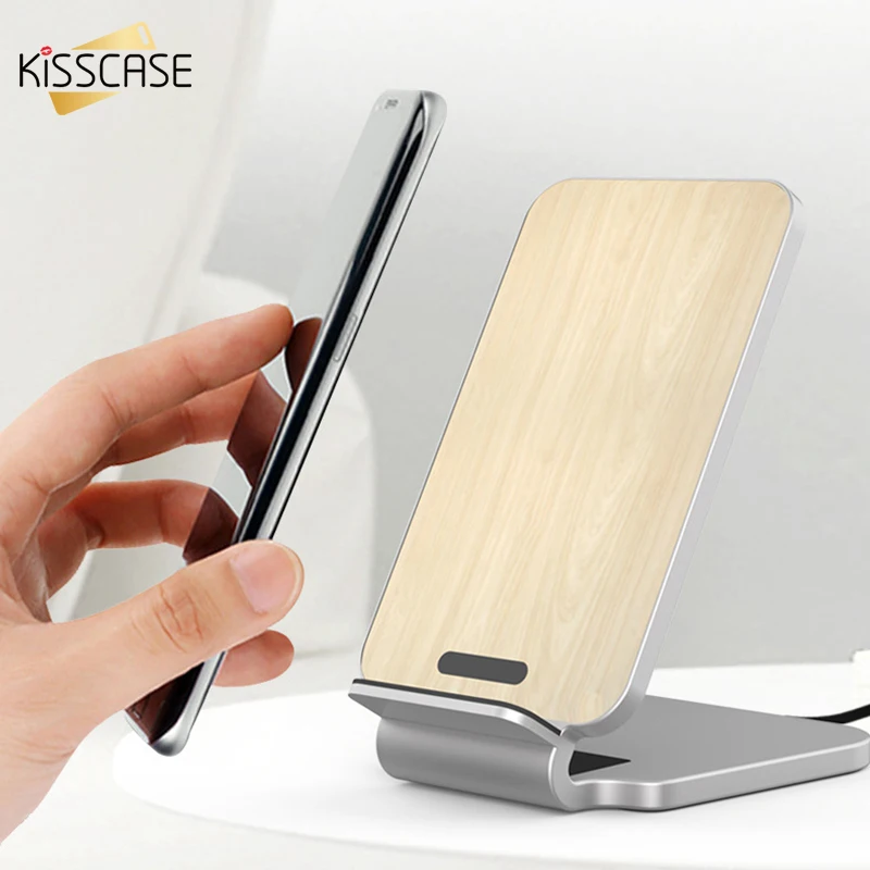 KISSCASE быстрое 10 Вт деревянное Qi Беспроводное зарядное устройство для iPhone X XS Max XR 8 11 для samsung S10 S9 S8 S10E Быстрое беспроводное зарядное устройство