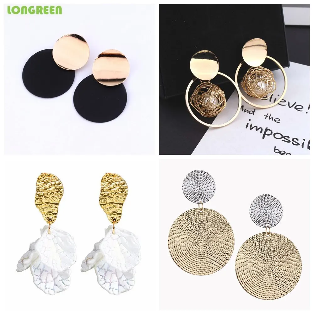 Metal Simple Stylish Geometric Round Unique Earrings For Women Girl Gifts Stainless Steel Earrings Set De Aretes Orecchini Donna