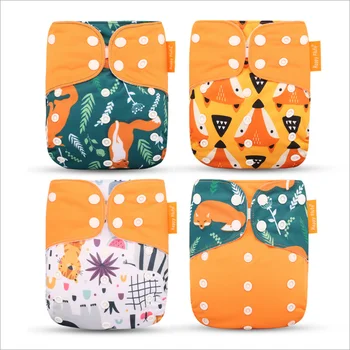 

Happyflute 4pcs/pack Cloth Diapers Baby Pocket Diaper Washable Reusable Nappy Cover Suits Birth To Potty One Size