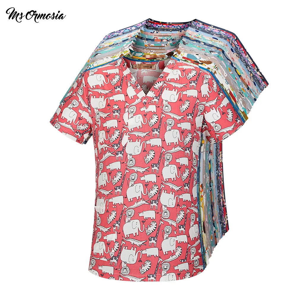 

2020 new Cotton Cartoon red scrubs uniform Beauty Salon Nursing Uniform Laboratory Pet Shop Scrub Uniform Workwear spa uniform