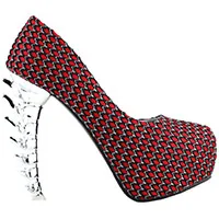 Red Black Silver LF80610-2 бежевые вечерние Клубные туфли-лодочки на платформе с принтом черепа розы - Цвет: Red Black Silver