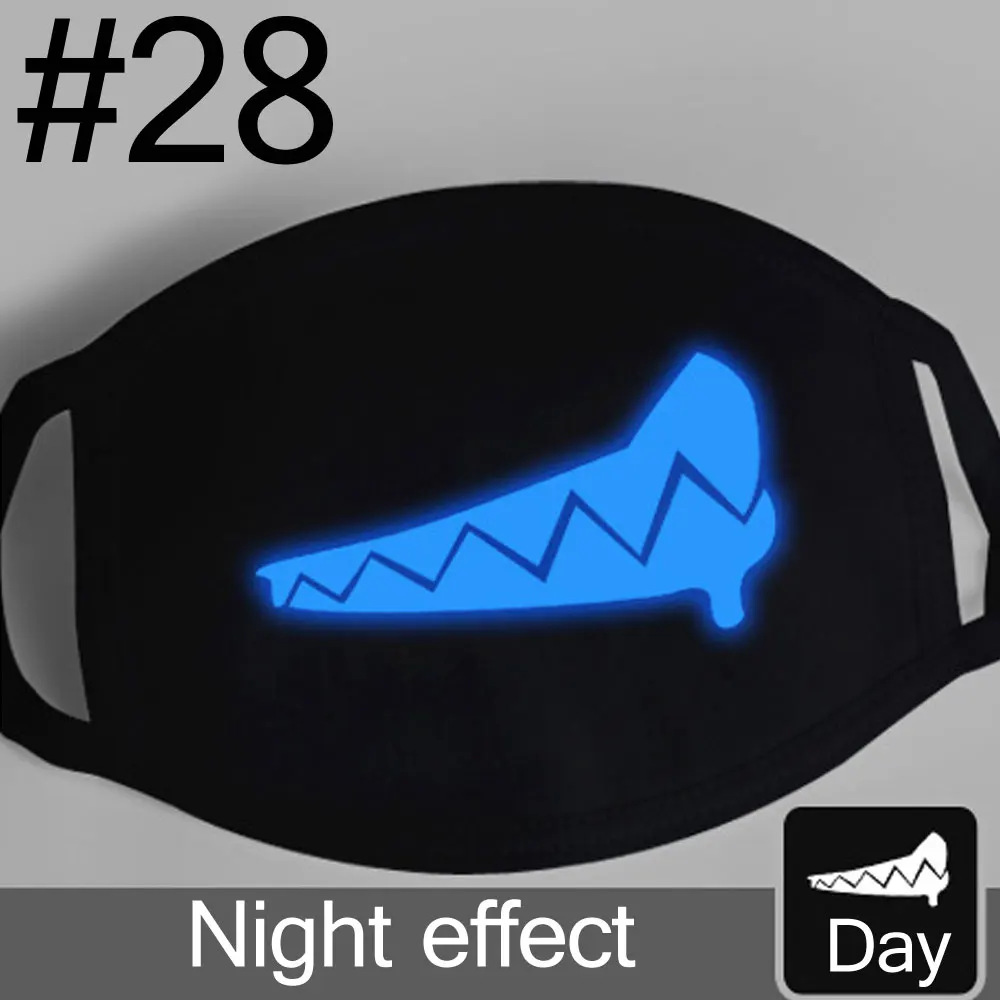 28 L. Mirror 1 шт. светящаяся хлопковая унисекс противопылевая черная маска для рта с синим принтом зубов вампира для мужчин, женщин и мальчиков - Цвет: 28