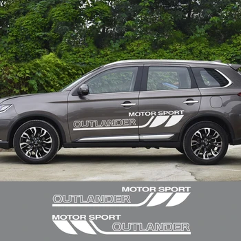 

2 Pcs Car Door Side Stickers for Mitsubishi Outlander 3 2 Auto Graphic Wrap Vinyl Film of Car Body Decals Decoration Accessories