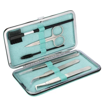 

6pcs / Set Portable Professional Eyelashes Extension Tool Kit Double-head brush has plastic handle with a carrying box