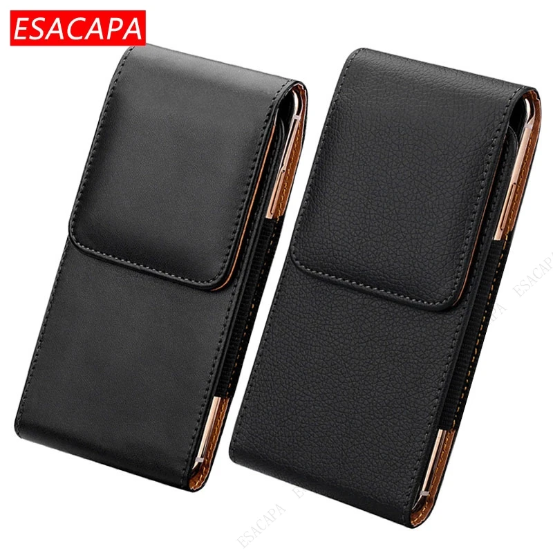 Leather Belt Clip Flip Phone Holster with Vertical Waist Case Holder