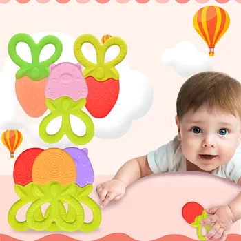 

Food Grade Silicone Teethers DIY Furite Vegetable Baby Ring Teether Infant Baby Silicone Chew Charms Kids Teething Toddler Toys