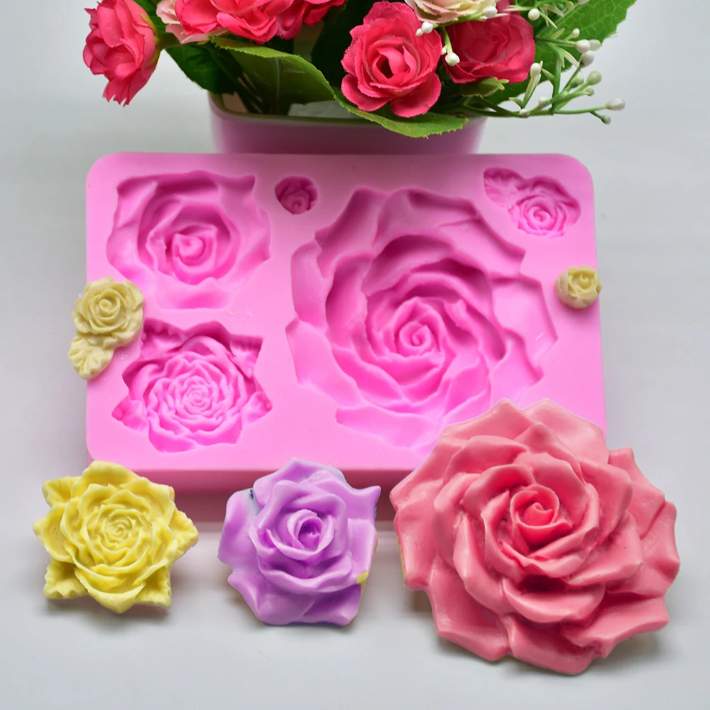 Роза с силиконовая форма в виде листьев Fondant(сахарная) форма для шоколадной мастики Кухня десерт украшение торта, выпечки инструмент