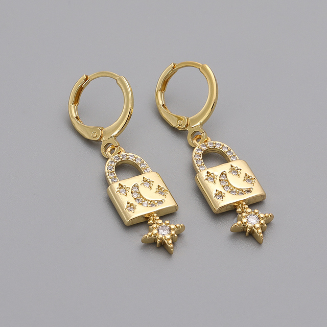 Steel Sinple Lock Women Dangle Earrings Gold Color 2021 Hot Fashion Dainty Drop Earrings For Women Jewelry Gift