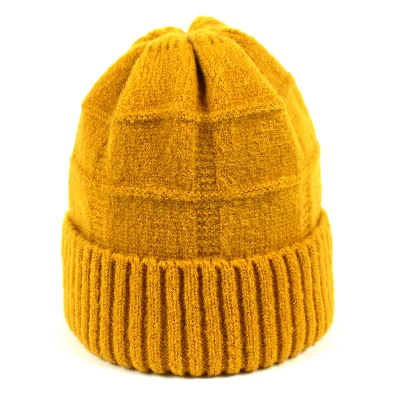 yellow Minhui осень-зима Шапки для девочек Для женщин шапки бини шапки, теплые шерстяные комплекты шапка Gorro; Теплый шапочка вязаная шапка - Цвет: yellow