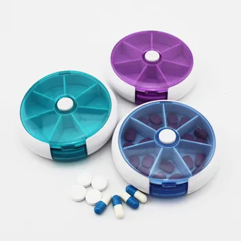 

Circular Rotating Pill Box 7 Slots Round Daily Weekly Tablet Pill Case Splitters Medicine Tablet Holder Jewelry Nail Storage Box