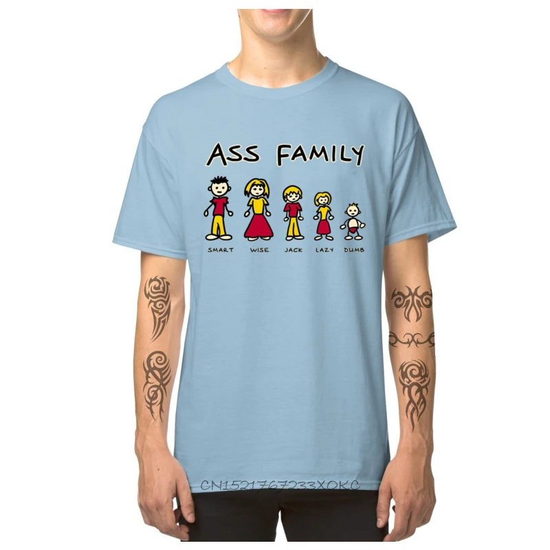 Europe 100% Cotton Men Short Sleeve T Shirt Printed On Summer Fall T Shirts Unique Tops Tees Designer Round Neck Ass Family. Smart Wise Jack Lazy Dumb.-801 light