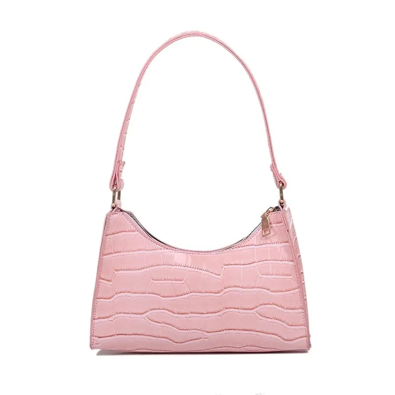 Crocodile Pattern PU Leather Female Shoulder Bag Fashion Ladies Armpit Bag Vintage Women  Purse Handbags Small Clutch fluffy shoulder bag