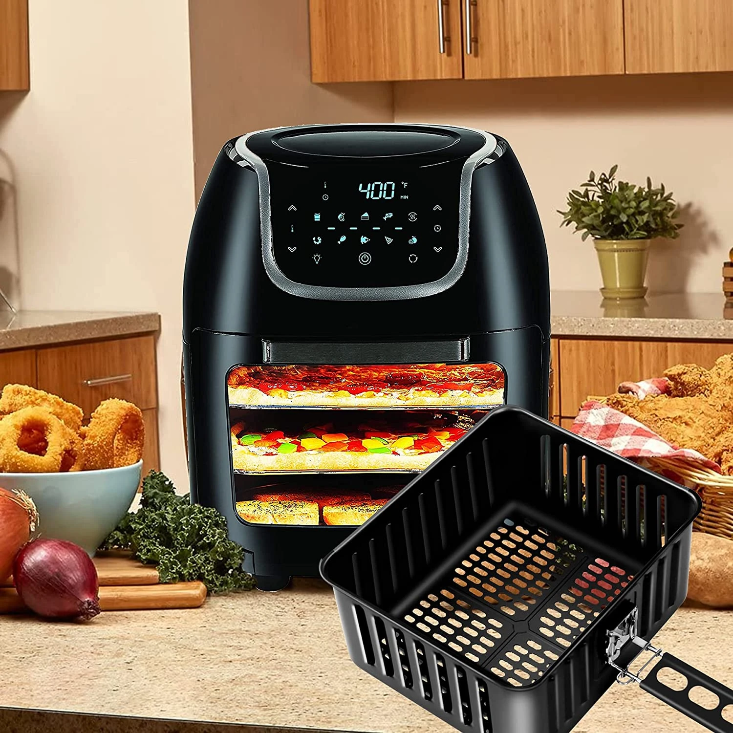 circolazione fusione olio cestello per friggitrice ad aria racchetta