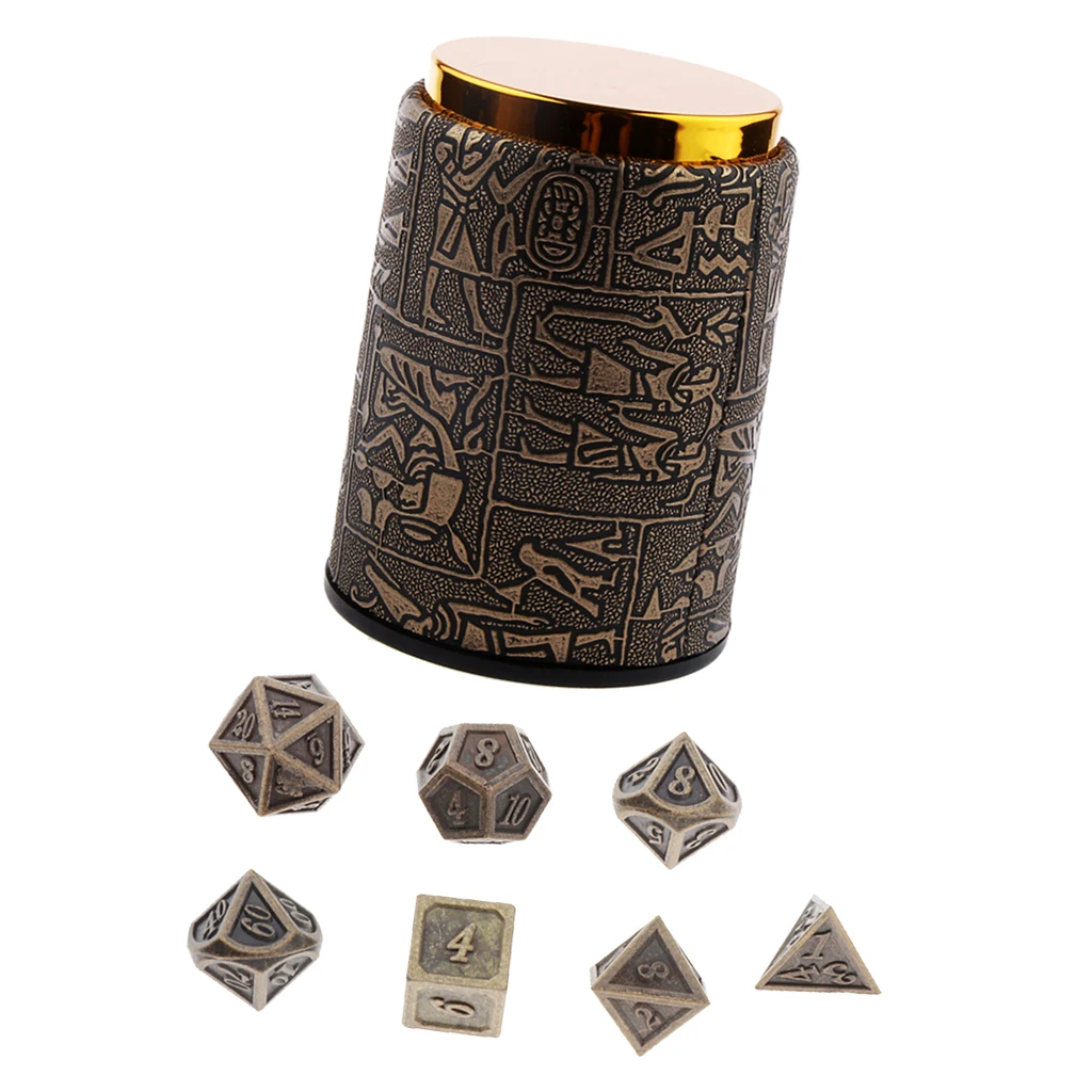 7 Pcs Metal Polyhedral Metal Dices Set (D20 D12 D10 D8 D6 D4) for DND Game Tabletop RPG and Math Teaching with Dice Cup -14mm 7 Pcs Metal Polyhedral Metal Dices Set (D20 D12 D10 D8 D6 D4) for DND Game Tabletop RPG and Math Teaching with Dice Cup -14mm