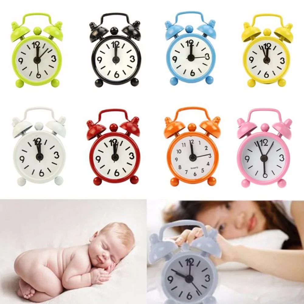 

Home Outdoor Portable Cute Mini Cartoon Dial Number Round Desk Alarm Clock for Home decoration