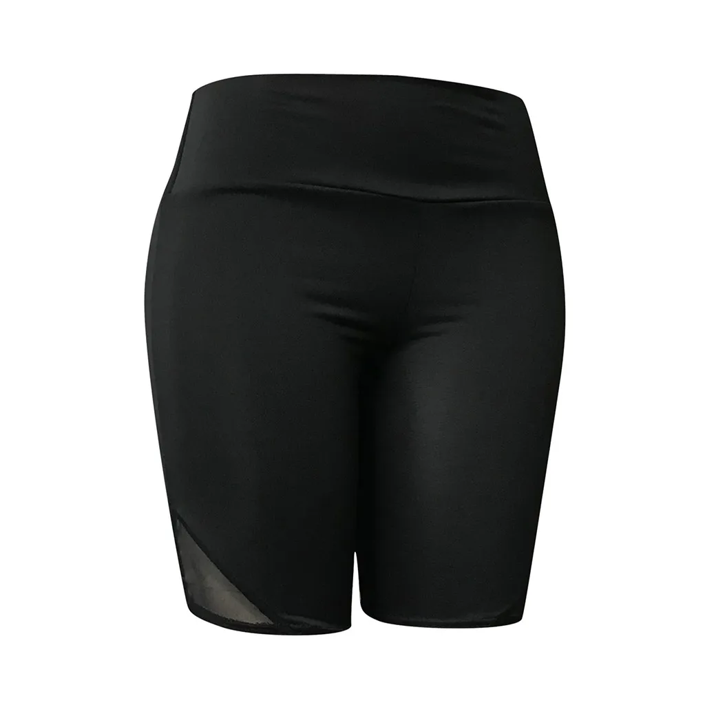 Шорты для йоги с высокой талией женские спортивные Леггинсы для фитнеса Soild шорты для йоги эластичные тренировочные трико для спортзала брюки для бега# D9 - Цвет: Черный