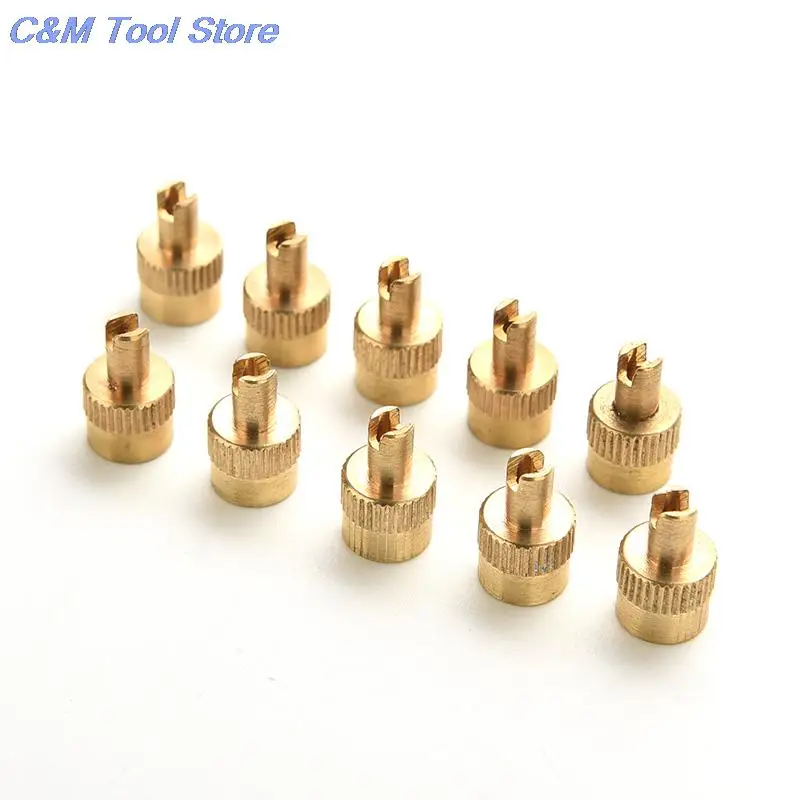 10pcs Car Motorcycle Copper Slotted Head Valve Stem Caps With Core RemoverTool 