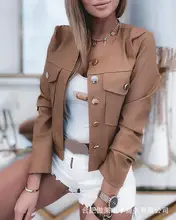 Fashion Women's Jacket Jacket Clothing Khaki Single Breasted Women's Casual Jacket Coat 2021 New Autumn and Winter