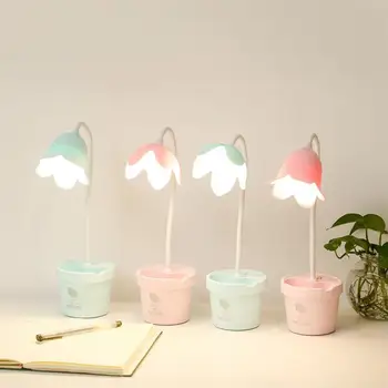 

Flowers Shaped Learning Book Reading Lamp USB Charging Eye Protection Light Desk Light With Pen Holder